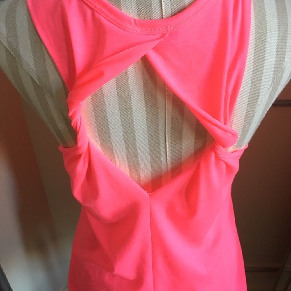 Neon Pink Cute Open Back Tank - Picture 2 of 4